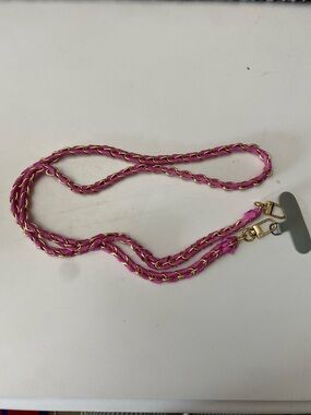 Hot Pink Vegan Leather & Gold Chain Crossbody Strap for Cell Phone Case